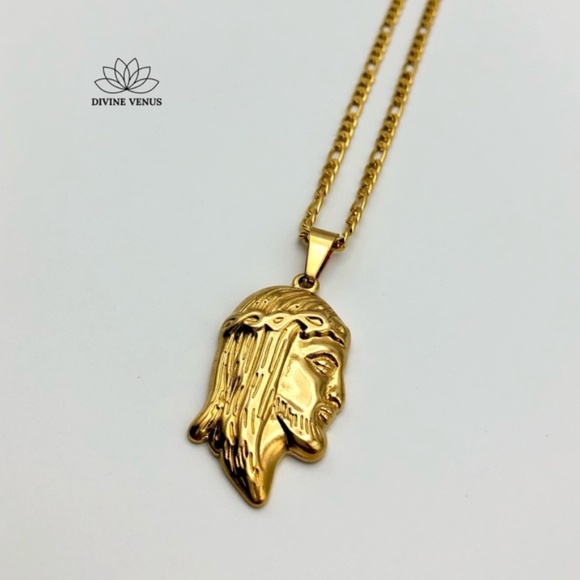 Jesus Necklace | Gold Plated Stainless Steel - Picture 6 of 11